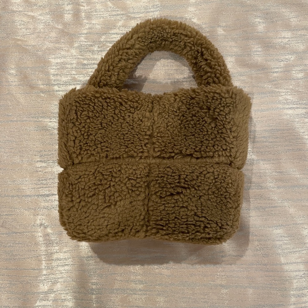 Cozy Brown Handbag- Fluffy Brown Teddy Mini Bag Tote Purse
